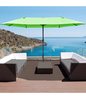 Garden Parasol Double-Sided Sun Umbrella Market Shelter Canopy Green Metal 4.6m