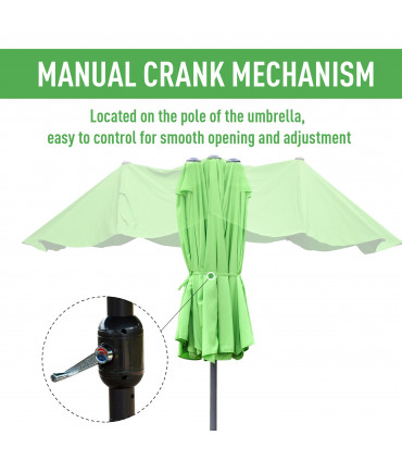 Garden Parasol Double-Sided Sun Umbrella Market Shelter Canopy Green Metal 4.6m