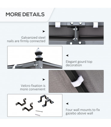 Metal Wall Gazebo 4x3 M Grey Canopy Elegant Design Rust-Resistant Durable