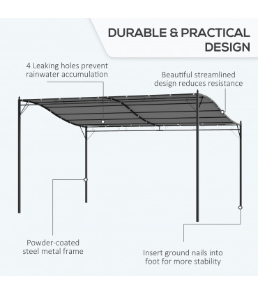 Metal Wall Gazebo 4x3 M Grey Canopy Elegant Design Rust-Resistant Durable