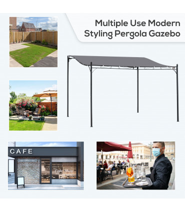 Metal Wall Gazebo 4x3 M Grey Canopy Elegant Design Rust-Resistant Durable