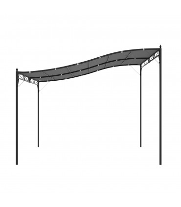 Metal Wall Gazebo 4x3 M Grey Canopy Elegant Design Rust-Resistant Durable