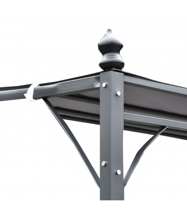 Metal Wall Gazebo 4x3 M Grey Canopy Elegant Design Rust-Resistant Durable