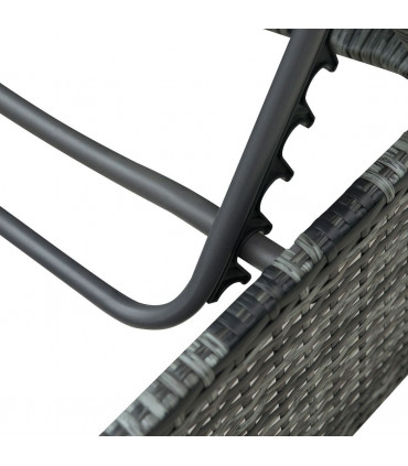 5 PCS Outdoor Rattan Reclining Adjustable Canopy Sets w/ Dining Table