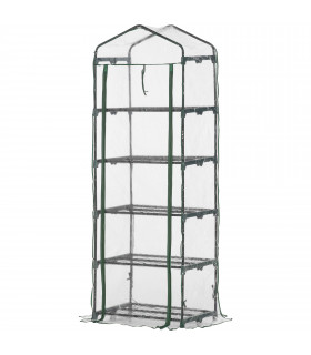 Steel 5 Tier Greenhouse OutdoorPortable Shed Metal Frame Transparent 69x49x193cm