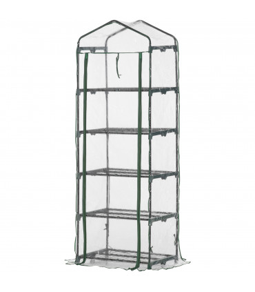 Steel 5 Tier Greenhouse OutdoorPortable Shed Metal Frame Transparent 69x49x193cm