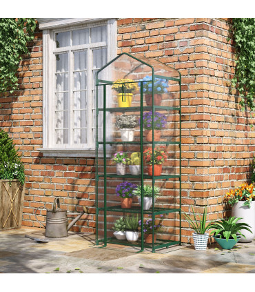 Steel 5 Tier Greenhouse OutdoorPortable Shed Metal Frame Transparent 69x49x193cm