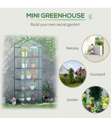 Steel 5 Tier Greenhouse OutdoorPortable Shed Metal Frame Transparent 69x49x193cm