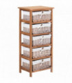 5-Drawers Storage Unit Wooden Frame W/ Wicker Woven Baskets