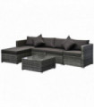 5-Seater Rattan Furniture Grey 68cm x 68cm x 64cm Outdoor Corner Sofa Set