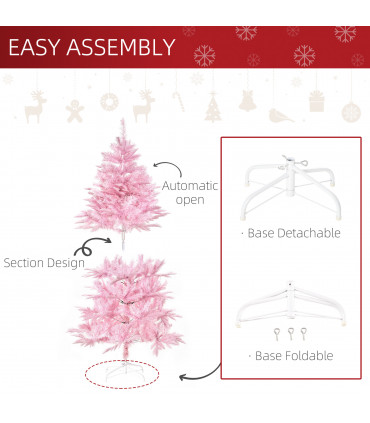Holiday Xmas 5FT Pink Artificial Christmas Tree Automatic Open for Home Party