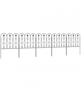 Garden Fencing Metal Border Edging Black 307W x 83H cm Elegant Pattern
