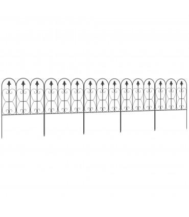 Garden Fencing Metal Border Edging Black 307W x 83H cm Elegant Pattern