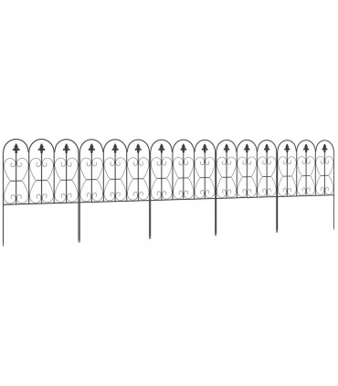 Garden Fencing Metal Border Edging Black 307W x 83H cm Elegant Pattern