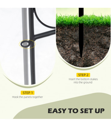 Garden Fencing Metal Border Edging Black 307W x 83H cm Elegant Pattern