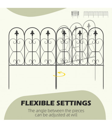 Garden Fencing Metal Border Edging Black 307W x 83H cm Elegant Pattern