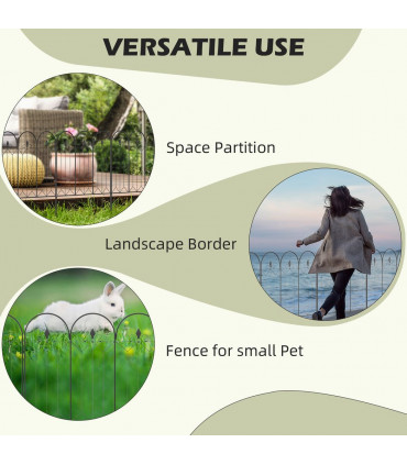 Garden Fencing Metal Border Edging Black 307W x 83H cm Elegant Pattern