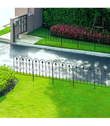 Garden Fencing Metal Border Edging Black 307W x 83H cm Elegant Pattern