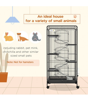 6 Levels Small Animal Cage for Rabbits, Minks, Chinchillas - Black