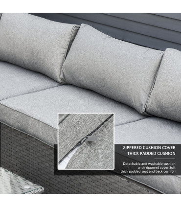 Garden & Patio PE Rattan Grey 142cm x 80cm x 66cm 6 PCs Wicker Corner Sofa Set