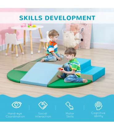 Baby Soft Play Equipment 6 Piece Foam Blocks Multi-colored 48x45x25 cm - HOMCOM