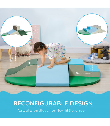 Baby Soft Play Equipment 6 Piece Foam Blocks Multi-colored 48x45x25 cm - HOMCOM