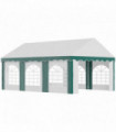 Party Canopy 6 x 4m White and Green Galvanised Steel Gazebo with Double Doors