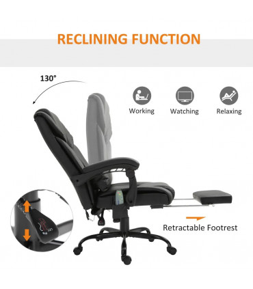 6-Point PU Leather Massage Racing Chair Electric Padded Angle Adjustable Remote