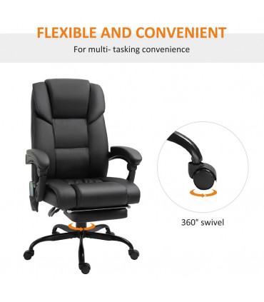 6-Point PU Leather Massage Racing Chair Electric Padded Angle Adjustable Remote