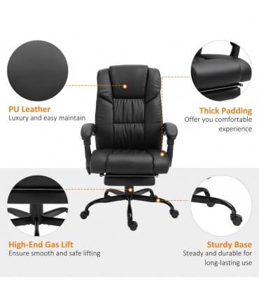 6-Point PU Leather Massage Racing Chair Electric Padded Angle Adjustable Remote
