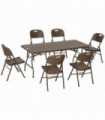 Garden Dining Set 7 PCs HDPE Dark Brown Resin Rattan Foldable Table & Chairs