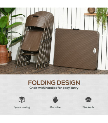 Garden Dining Set 7 PCs HDPE Dark Brown Resin Rattan Foldable Table & Chairs