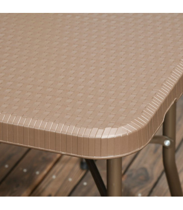 Garden Dining Set 7 PCs HDPE Dark Brown Resin Rattan Foldable Table & Chairs