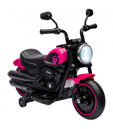 Pink 6V Electric Motorbike w/ Training Wheels - PP and Metal - 57x 76L x 42W cm