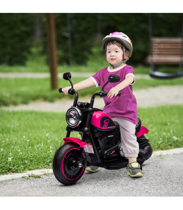 Pink 6V Electric Motorbike w/ Training Wheels - PP and Metal - 57x 76L x 42W cm