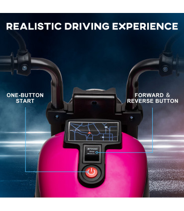 Pink 6V Electric Motorbike w/ Training Wheels - PP and Metal - 57x 76L x 42W cm