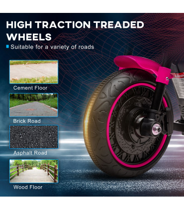 Pink 6V Electric Motorbike w/ Training Wheels - PP and Metal - 57x 76L x 42W cm