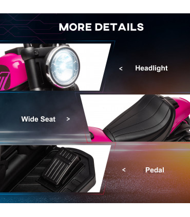 Pink 6V Electric Motorbike w/ Training Wheels - PP and Metal - 57x 76L x 42W cm