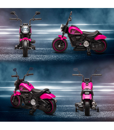 Pink 6V Electric Motorbike w/ Training Wheels - PP and Metal - 57x 76L x 42W cm