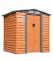 Metal Garden Shed House Brown 197.5L x 160W x 178-201H cm Storage Solution