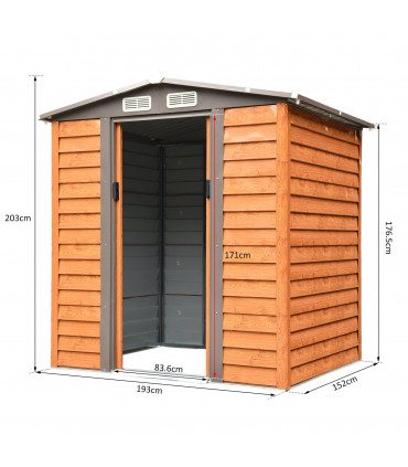 Metal Garden Shed House Brown 197.5L x 160W x 178-201H cm Storage Solution