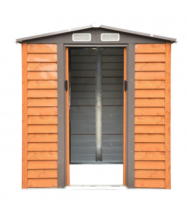 Metal Garden Shed House Brown 197.5L x 160W x 178-201H cm Storage Solution