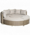 PE Rattan Garden Sofa Set Grey 169cm x 84cm x 75cm Outdoor Furniture Bed