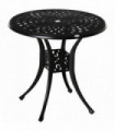 Garden Dining Table 78cm Round Black Cast Aluminium with Parasol Hole Outsunny
