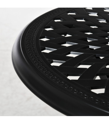 Garden Dining Table 78cm Round Black Cast Aluminium with Parasol Hole Outsunny