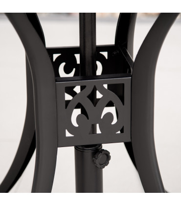 Garden Dining Table 78cm Round Black Cast Aluminium with Parasol Hole Outsunny