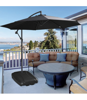 Umbrella Stand Weights W/ Wheels Water and Sand, Up to 75kg, Black