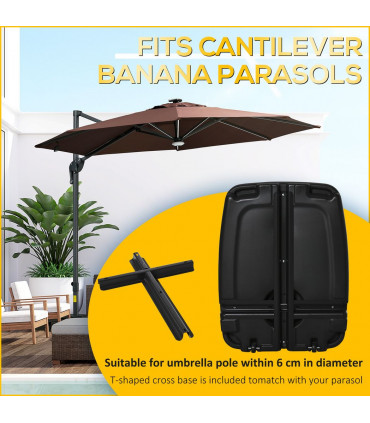 Umbrella Stand Weights W/ Wheels Water and Sand, Up to 75kg, Black