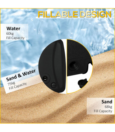 Umbrella Stand Weights W/ Wheels Water and Sand, Up to 75kg, Black