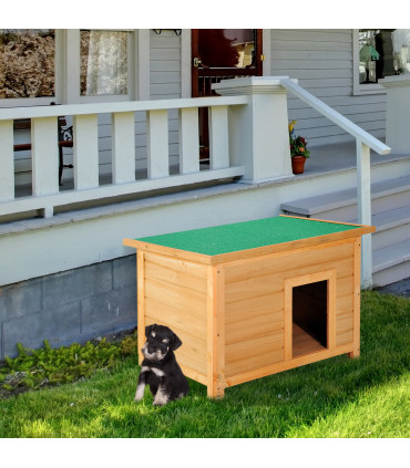 Dog Kennel House Garden Shelter Wooden Yellow 82L x 58W x 58H cm Solid Fir Wood